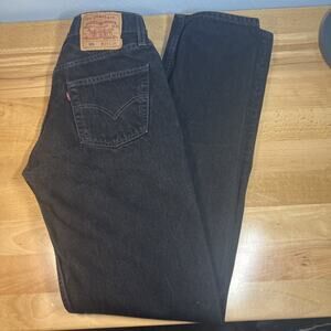 Levi’s 501 Jeans Black Button Fly Denim Straight Leg Original Fit Women’s 29x34